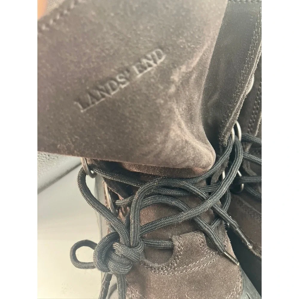 Lands' End Snow Boots Mens 8D Brown Suede Shearling Lined Winter Duck